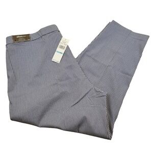 NWT Alfred Dunner Allure Easy‎ Street Short Pant 20W Navy Blue Check Modern Fit
